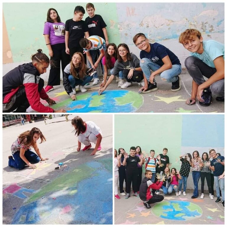 ПОГЛЕДНЕТЕ: Учениците од ООУ “Кире Гаврилоски-Јане” го обоија училишниот двор во боите на “среќното детство”