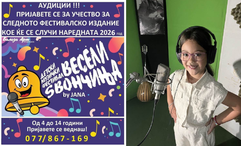 Пријавете се и вие! Прилепчанката Ања Ристеска ќе пее на највеселиот детски музички фестивал “Весели Ѕвончиња by JANA”