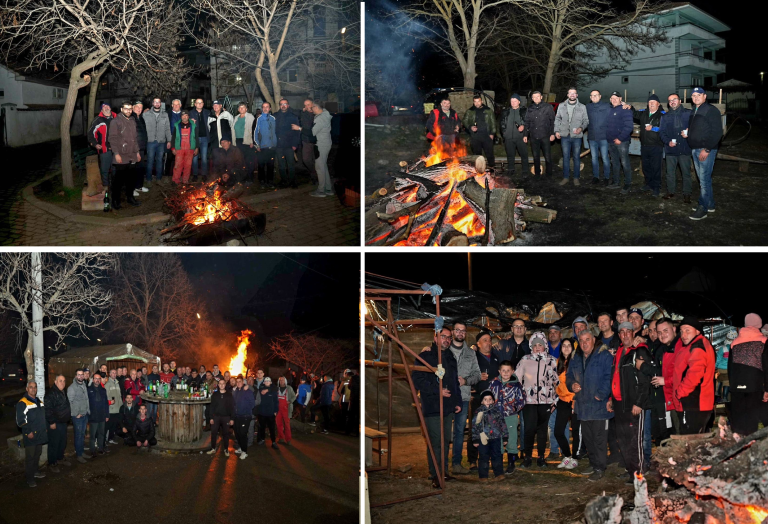 Прилепскиот градоначалник Проданоски, заедно со прилепчани покрај коледарските огнови