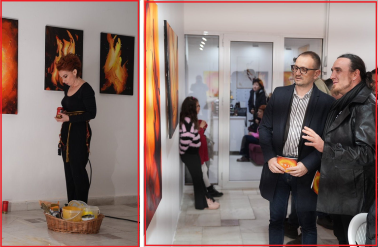 Синоќа, прилепскиот градоначалник Дејан Проданоски присуствуваше на изложбата и мултимедијалниот настап „Оган“ на академската уметница Бојана Артиноска