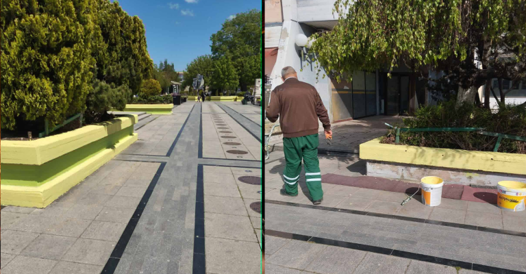 ЈКП,, Комуналец’’- Прилеп извршува бојадисување на жардиниерите во централното градско подрачје