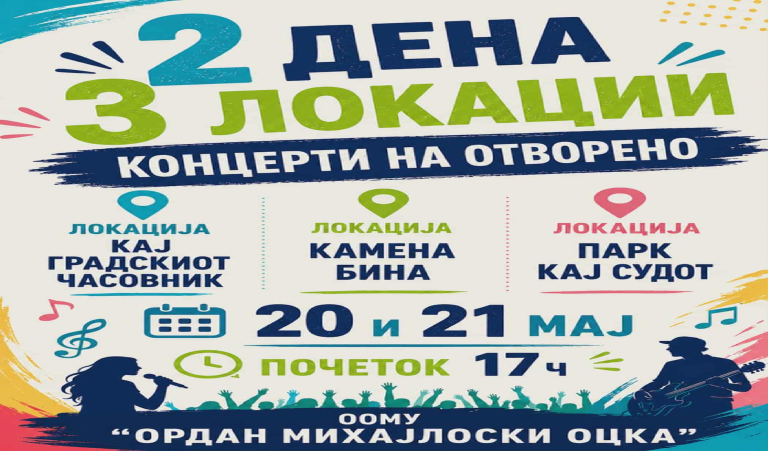 Прилепчани не пропуштајте! Цели 2 дена концерти на отворено на вкупно 3 локации