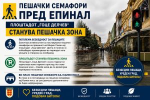 Во Битола, со забрзано темпо се работи на преминот на Широк сокак кај плоштадот „Гоце Делчев“ во однос на  поставувањето на пешачки семафори