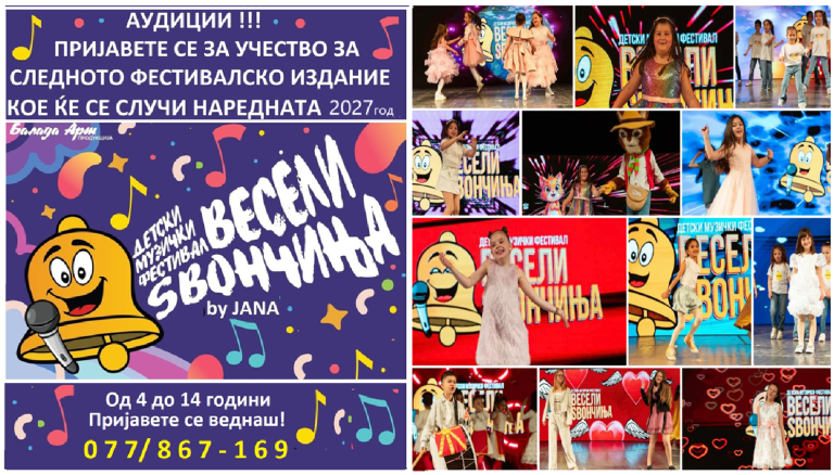 Пријавете се веднаш! Секое дете има една цел – од “Веселите Ѕвончиња” да биде дел!!